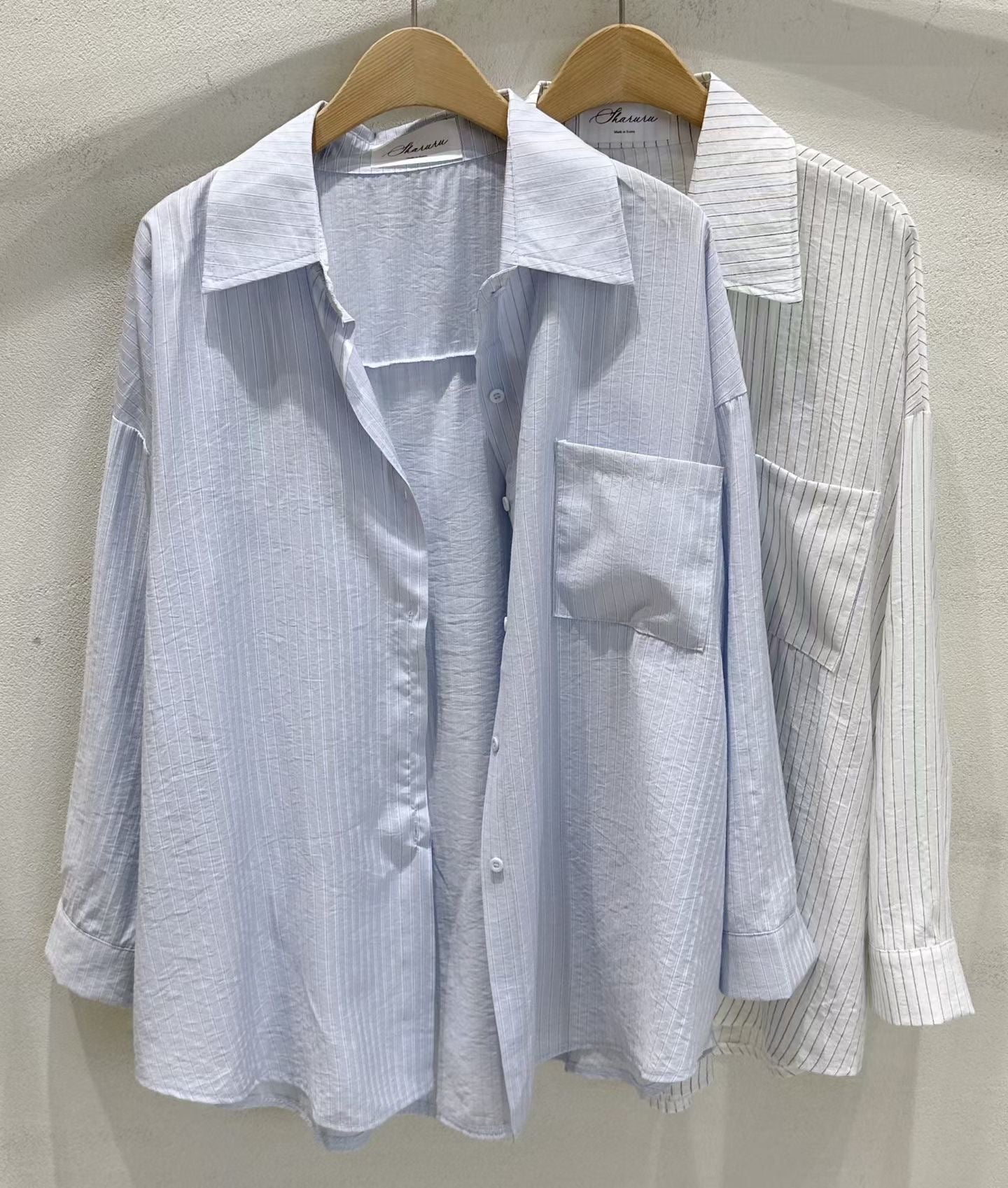 慵懶直間條衫恤衫外套