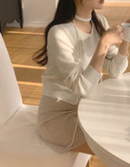 法式復古圓領繫帶針織開衫