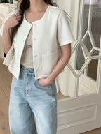 Little bow short sleeve blazer