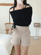 Tied-Off Shoulder Knit Top