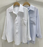 慵懶直間條衫恤衫外套