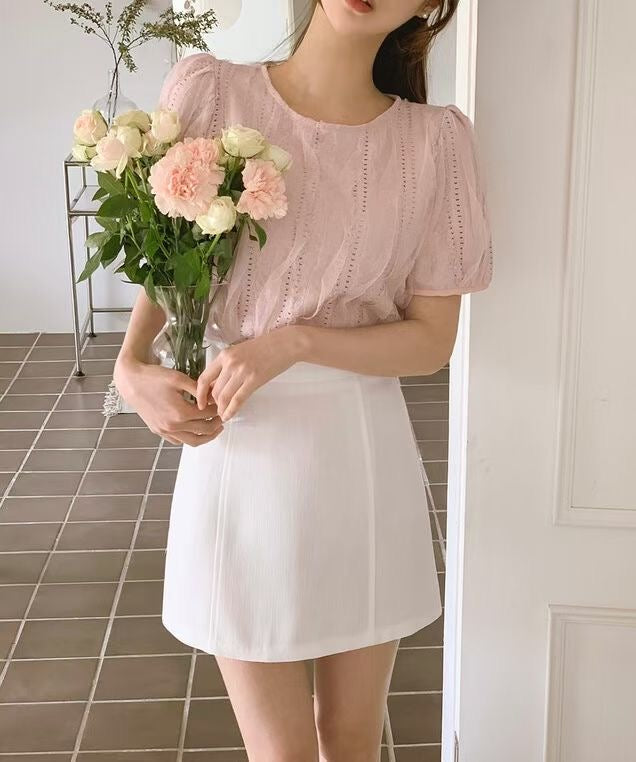 柔和蕾絲波浪上衣