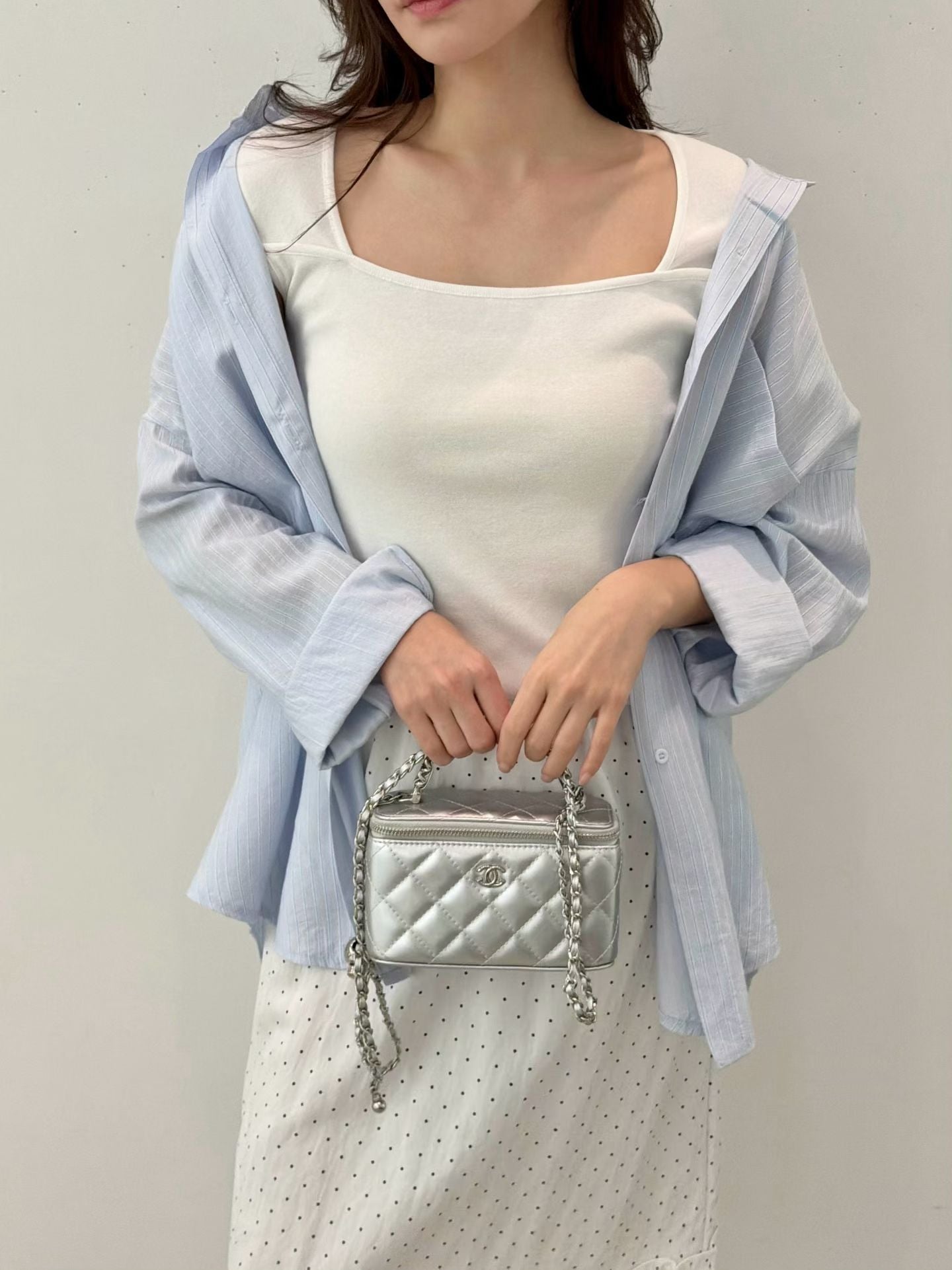 慵懶直間條衫恤衫外套