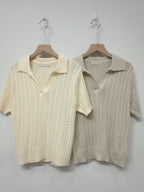 奶油麻花短袖上衣