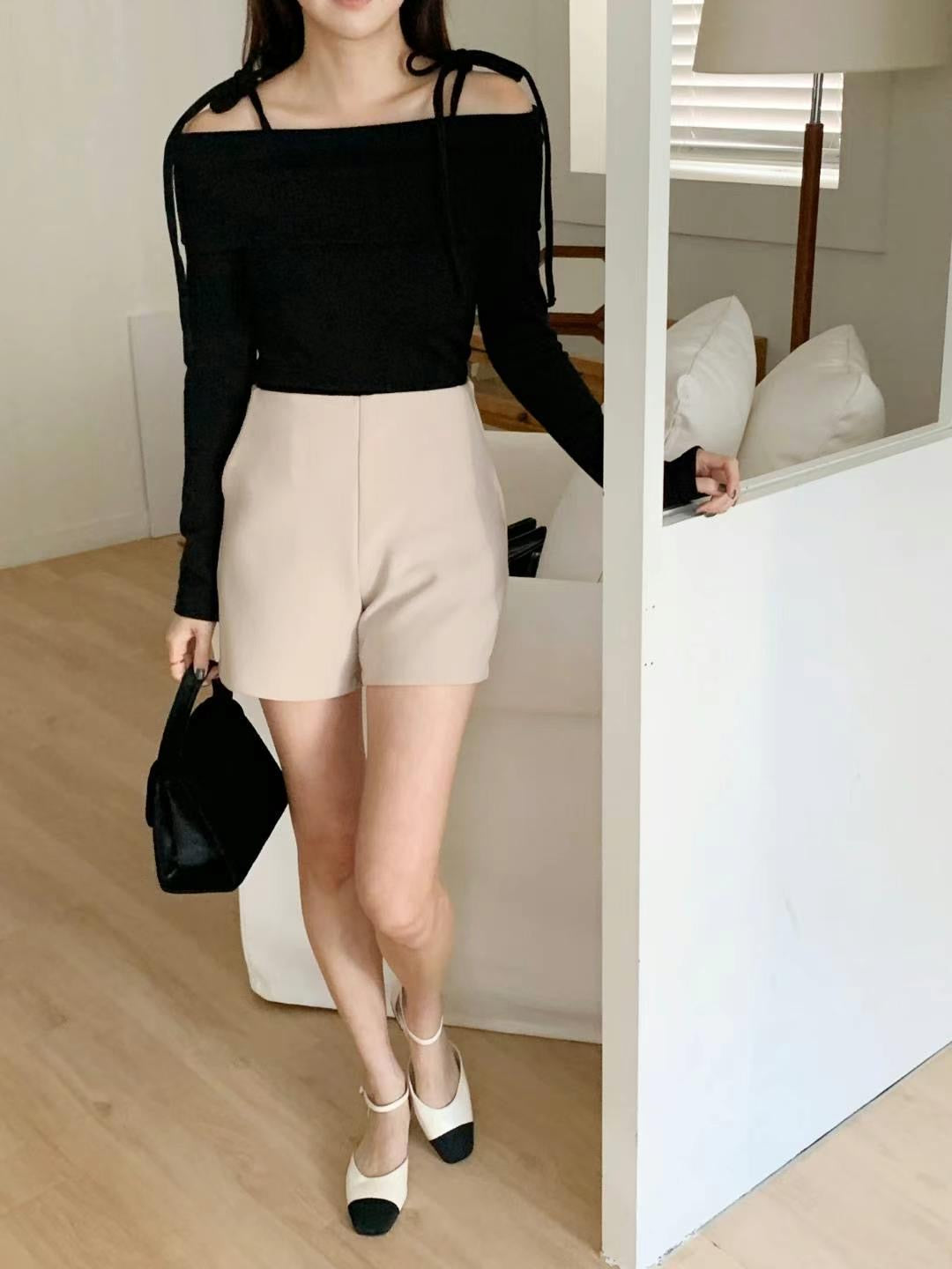 Tied-Off Shoulder Knit Top