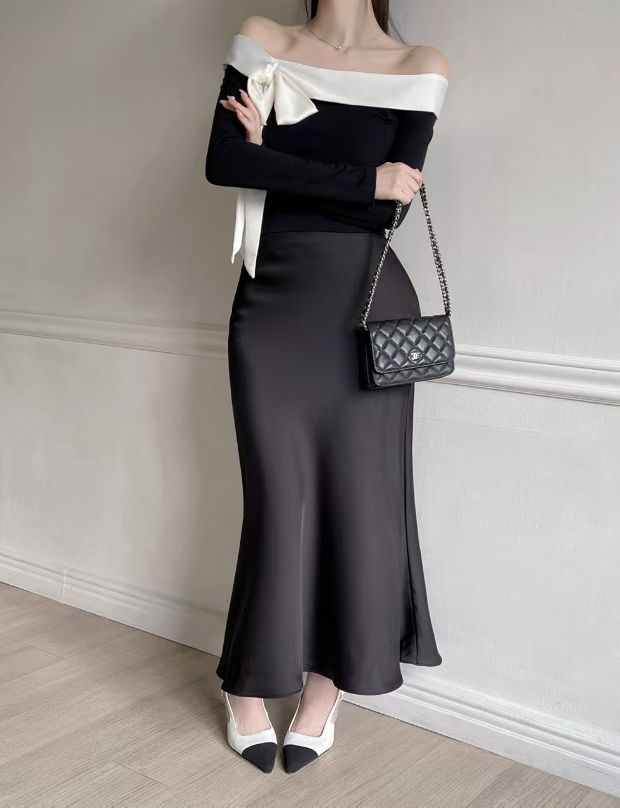 半身魚尾緞面裙