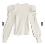 Tulle Shoulder Knit Top