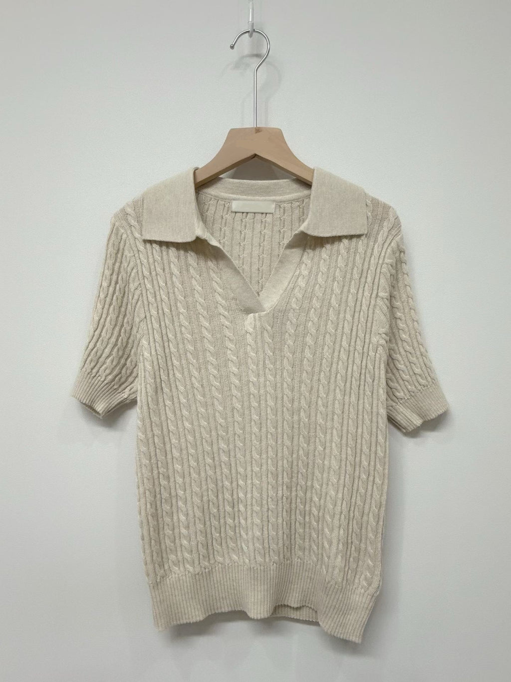 奶油麻花短袖上衣