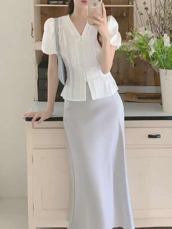 半身魚尾緞面裙