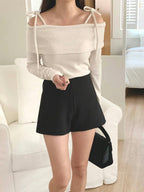 Tied-Off Shoulder Knit Top