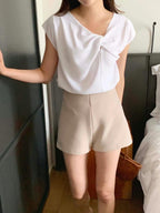 純色寬肩扭結背心