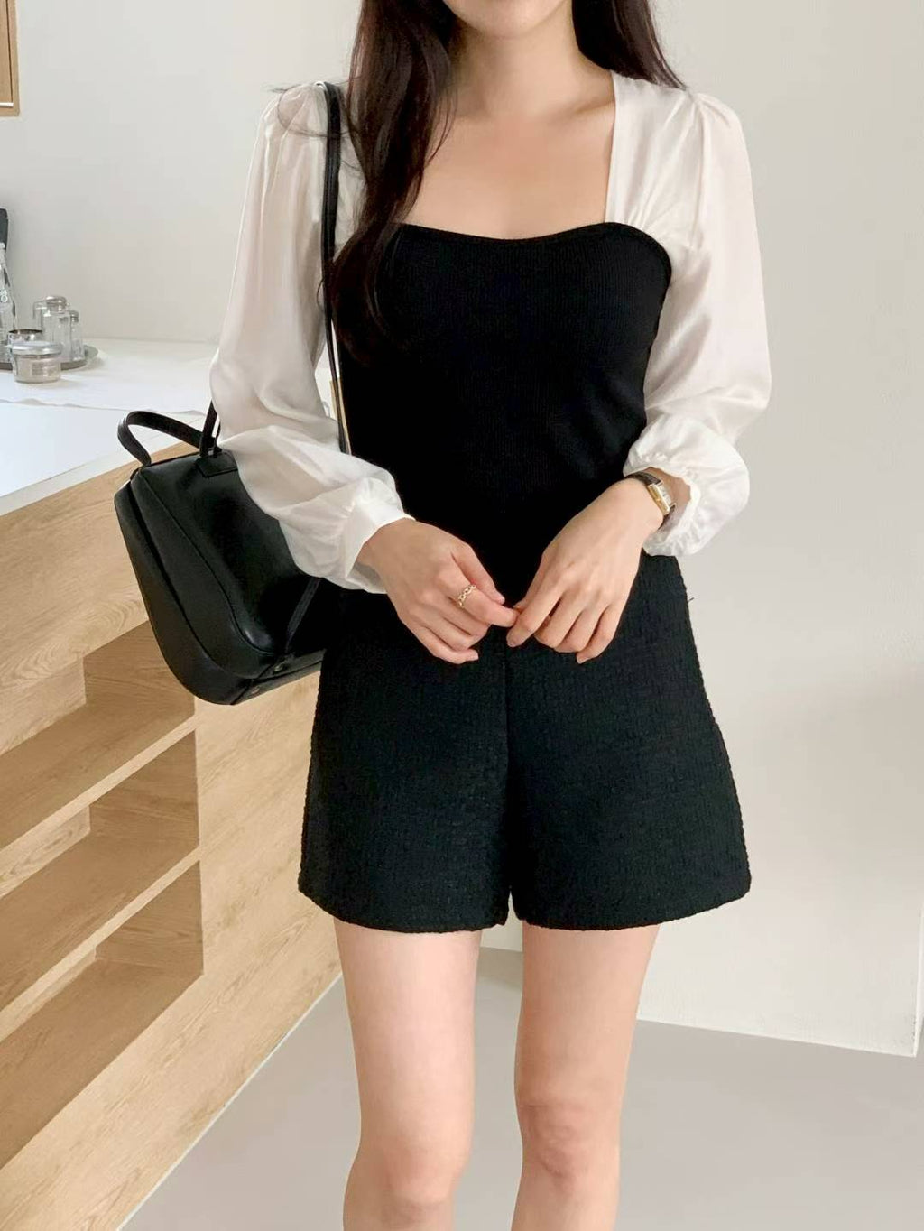 Sweetheart neckline chiffon top