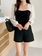 Sweetheart neckline chiffon top