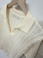 奶油麻花短袖上衣