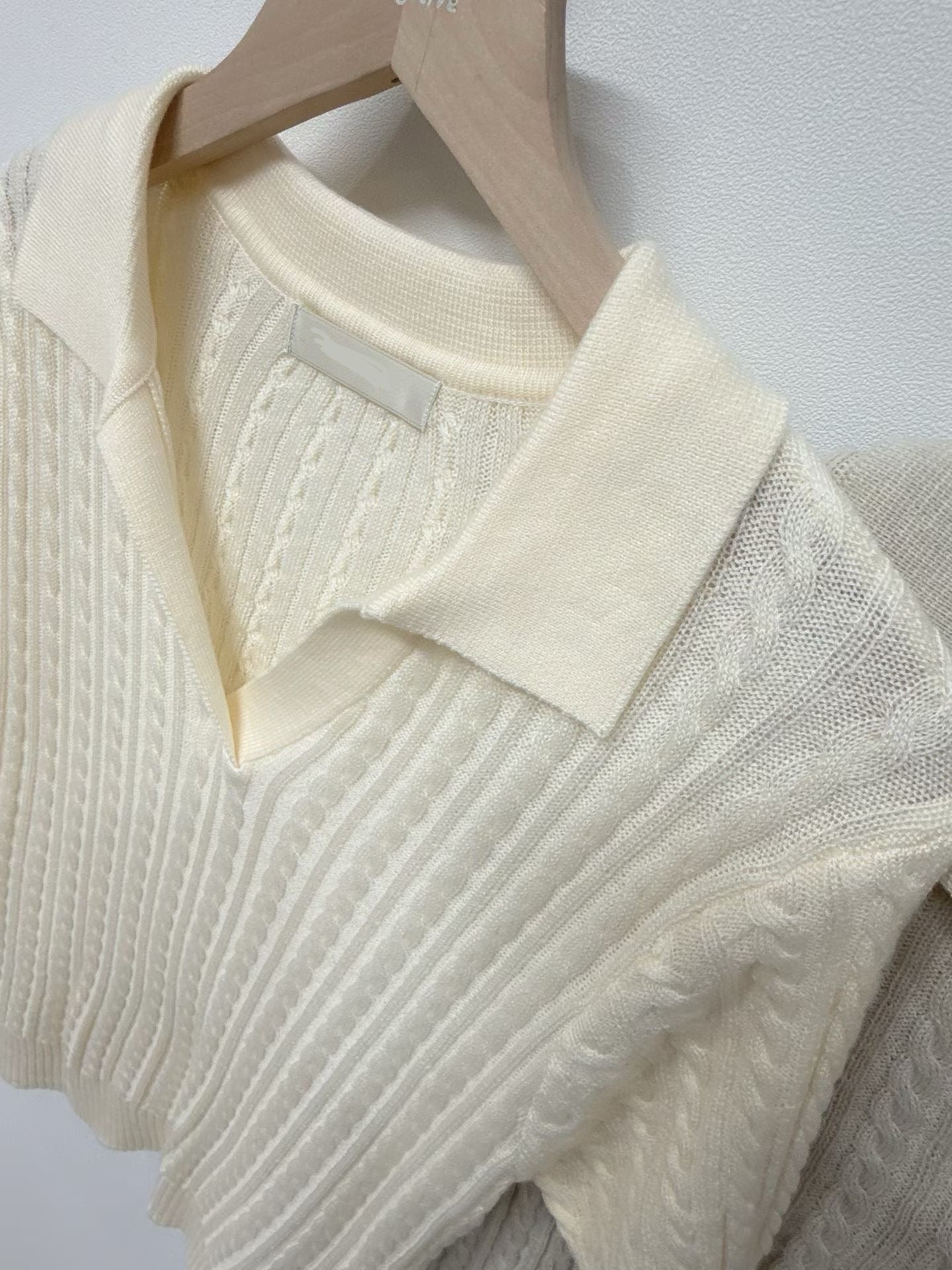 奶油麻花短袖上衣