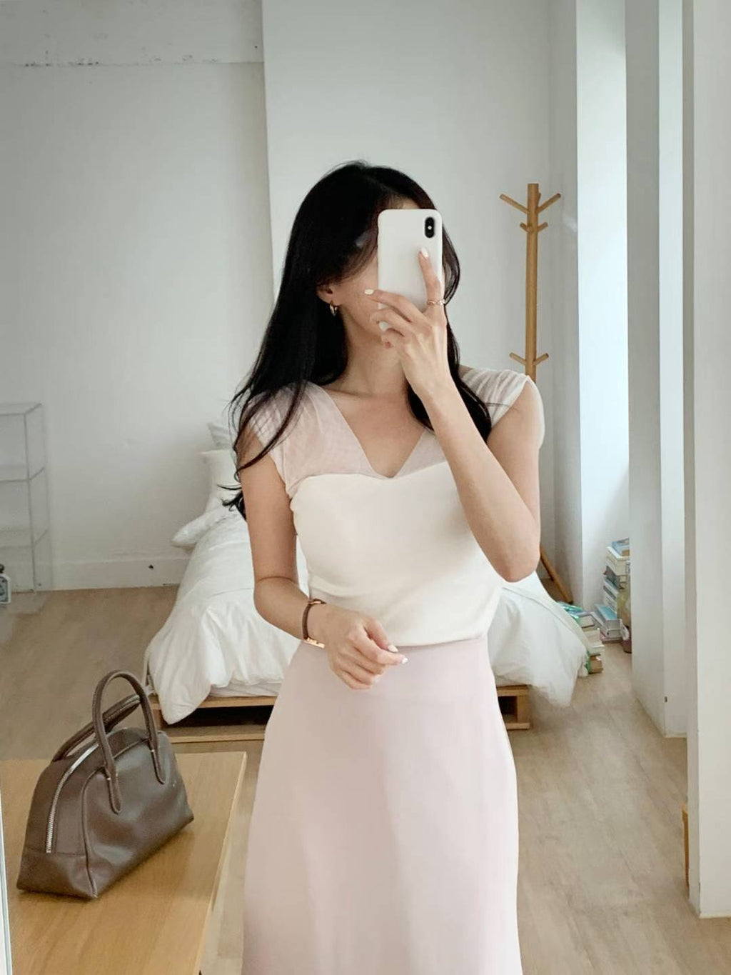 仙氣拼紗肩帶V領背心