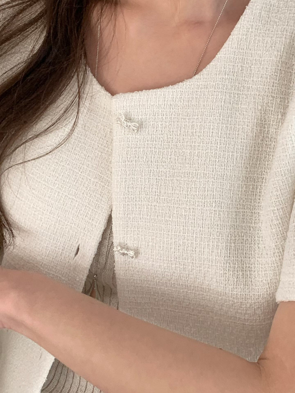 Little bow short sleeve blazer