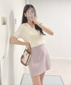 奶油麻花短袖上衣