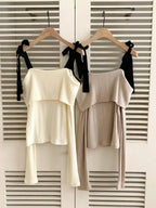 Off Shoulder Ribbon Knit Top