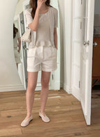 Ruffles Cotton Round Neck Top