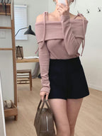 Tied-Off Shoulder Knit Top