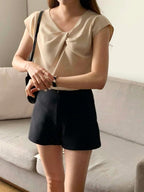 純色寬肩扭結背心