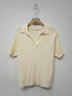 奶油麻花短袖上衣