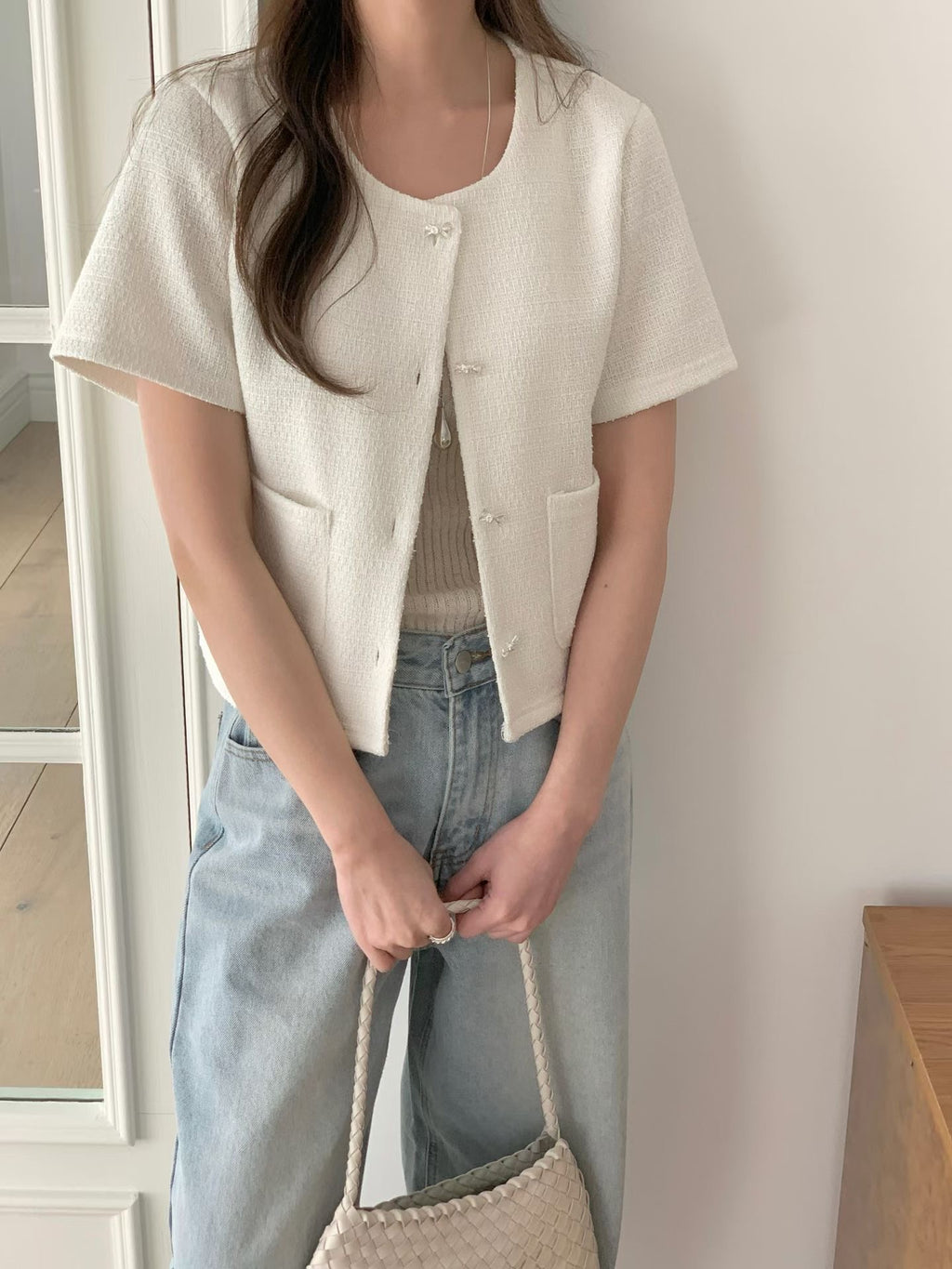 Little bow short sleeve blazer