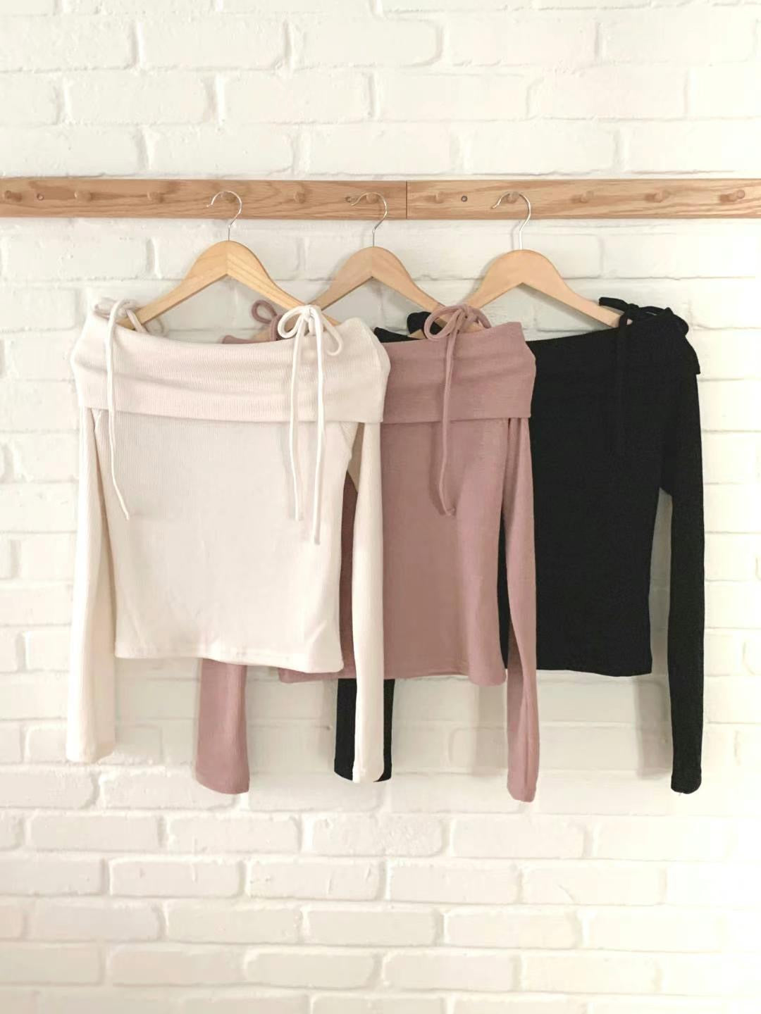 Tied-Off Shoulder Knit Top