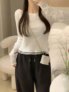 心形蕾絲坑紋上衣