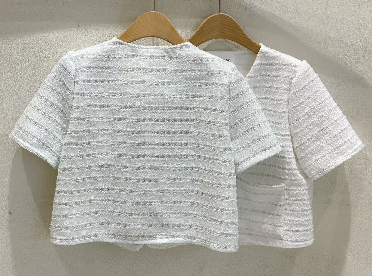 小香風短袖白色外套