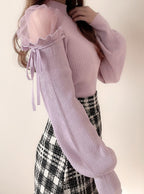 Tulle Shoulder Knit Top