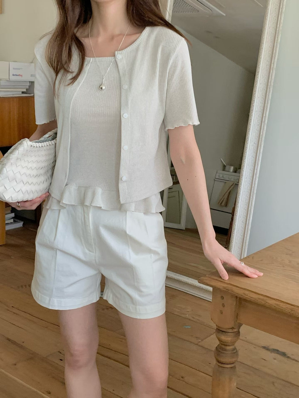 Ruffles Cotton Round Neck Top