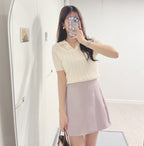 奶油麻花短袖上衣