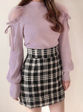 Tulle Shoulder Knit Top