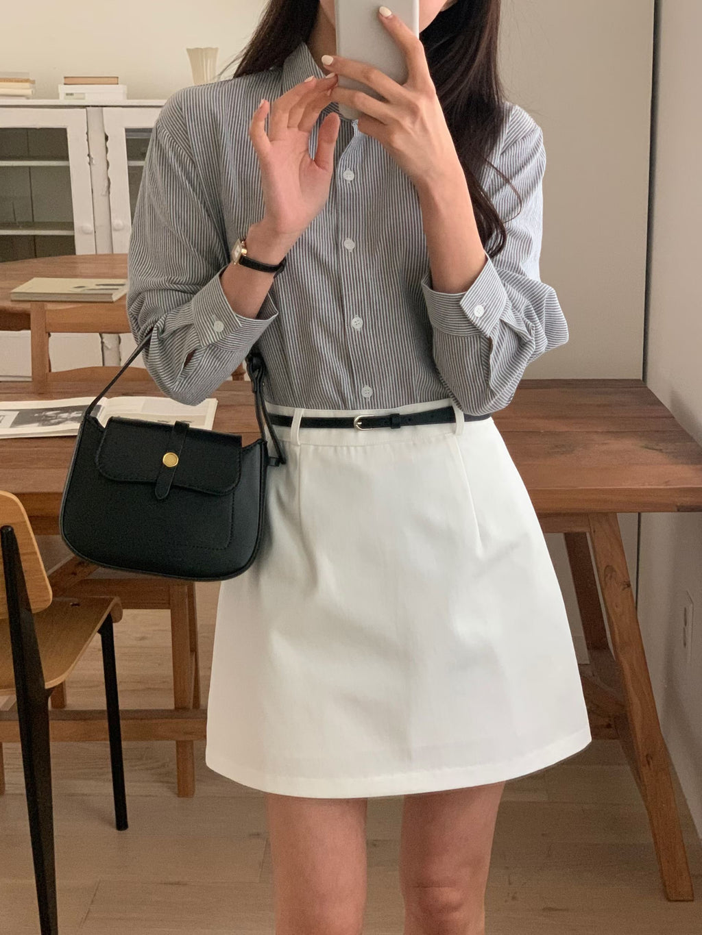 簡約A-line半身短裙(連belt)