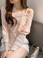 Romantic Cable Knit Thin Long-Sleeve Set