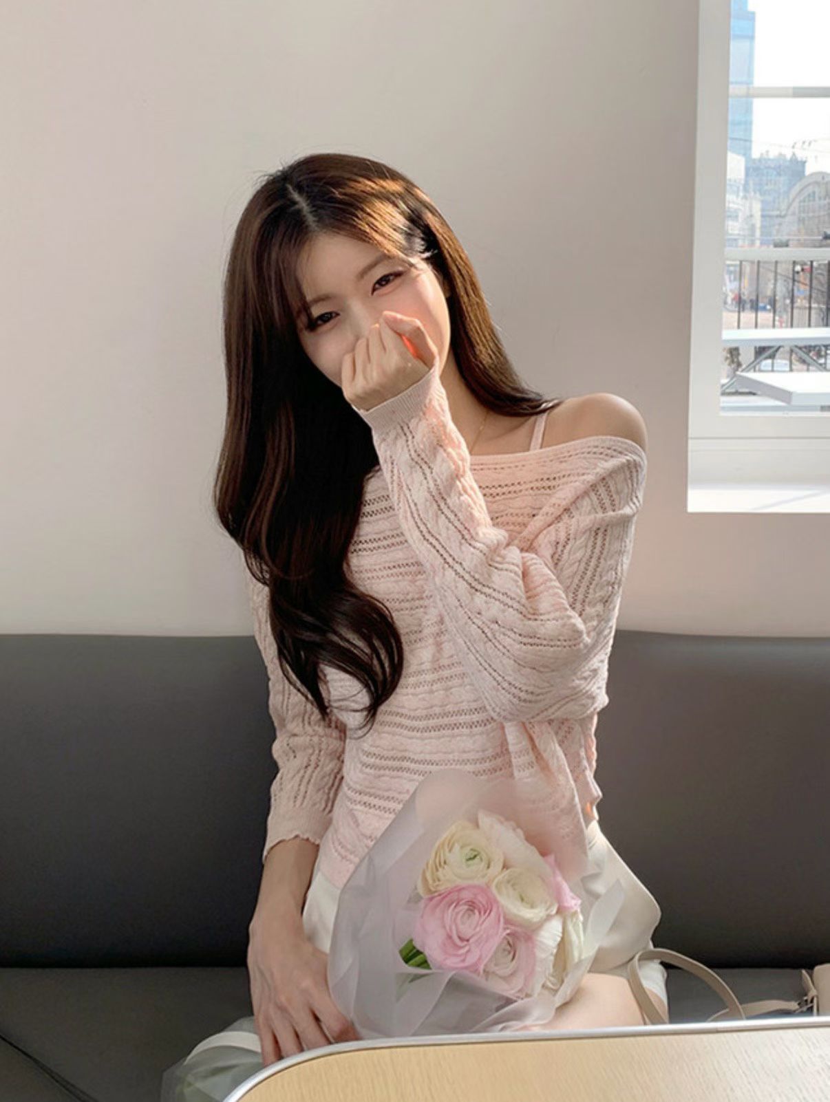 Romantic Cable Knit Thin Long-Sleeve Set