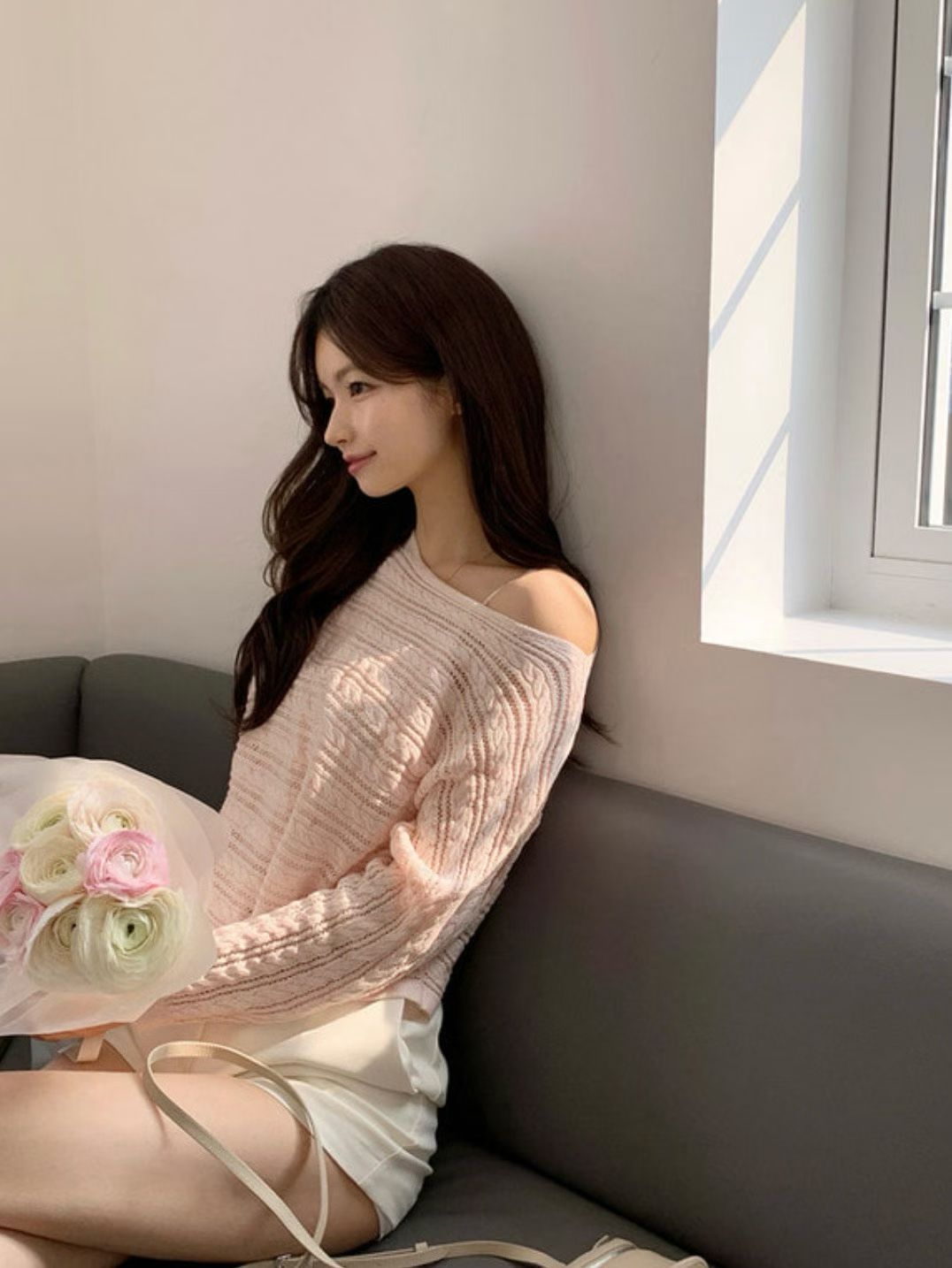 Romantic Cable Knit Thin Long-Sleeve Set