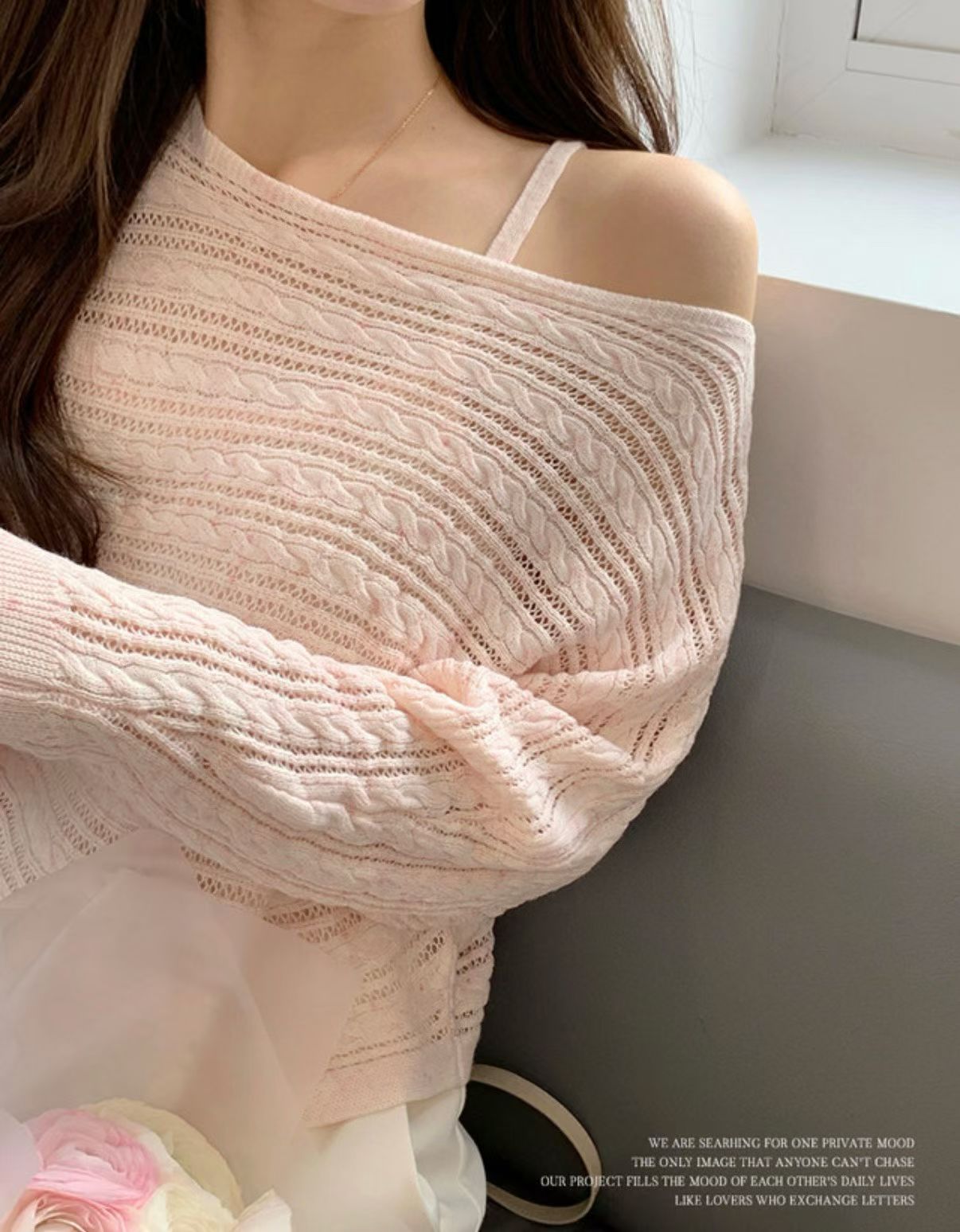 Romantic Cable Knit Thin Long-Sleeve Set