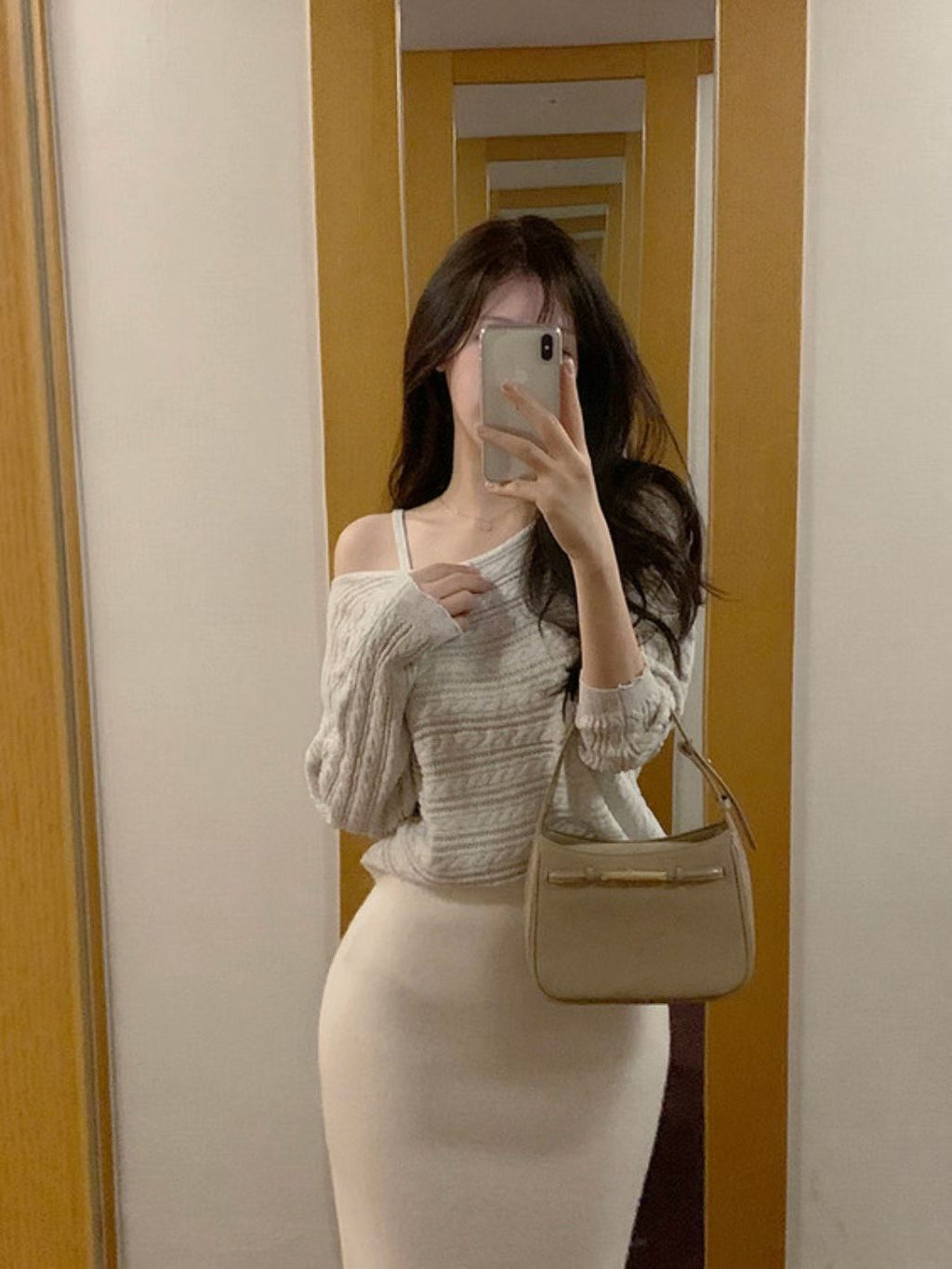 Romantic Cable Knit Thin Long-Sleeve Set