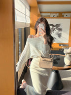 Romantic Cable Knit Thin Long-Sleeve Set