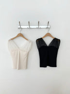 仙氣拼紗肩帶V領背心