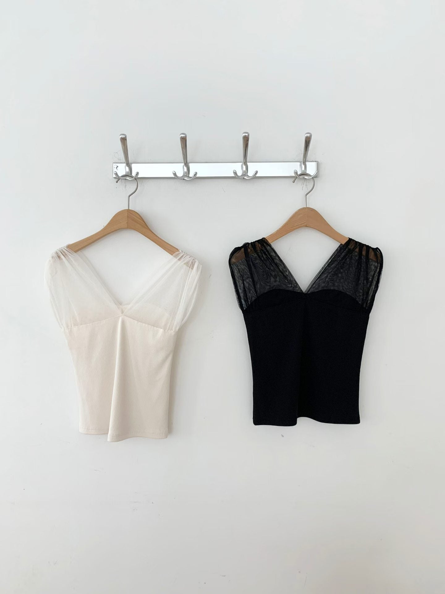 仙氣拼紗肩帶V領背心