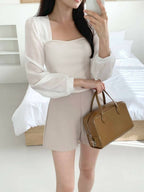 Sweetheart neckline chiffon top