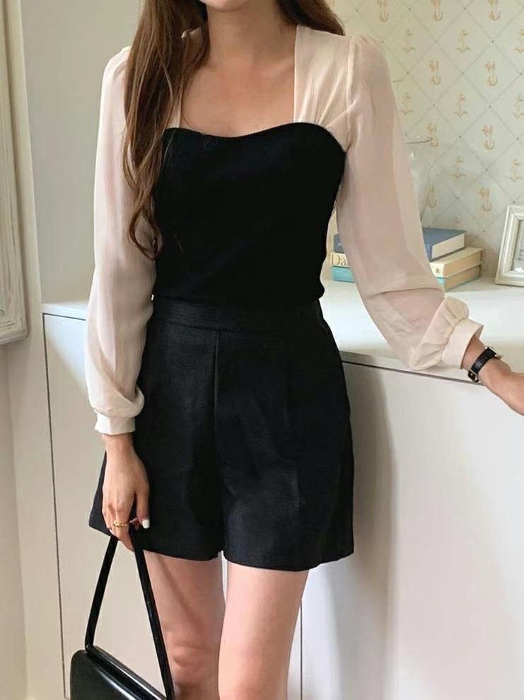 Sweetheart neckline chiffon top