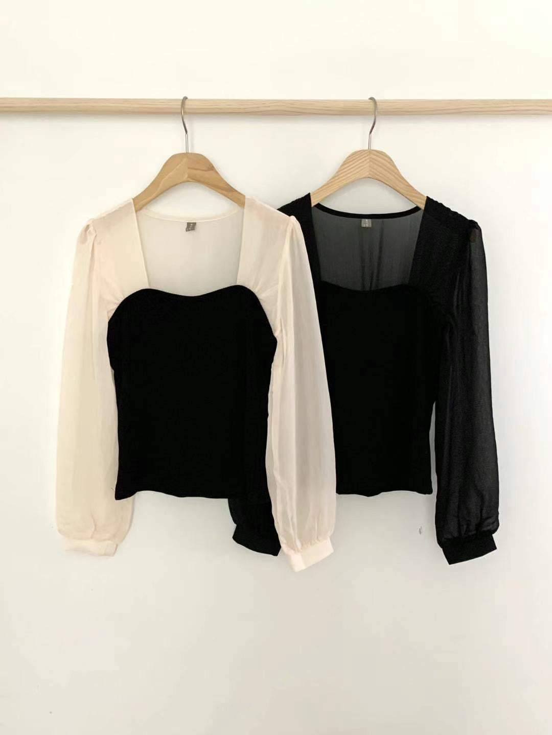 Sweetheart neckline chiffon top