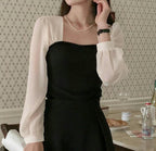 Sweetheart neckline chiffon top