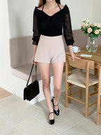 2-way sheer long-sleeved top