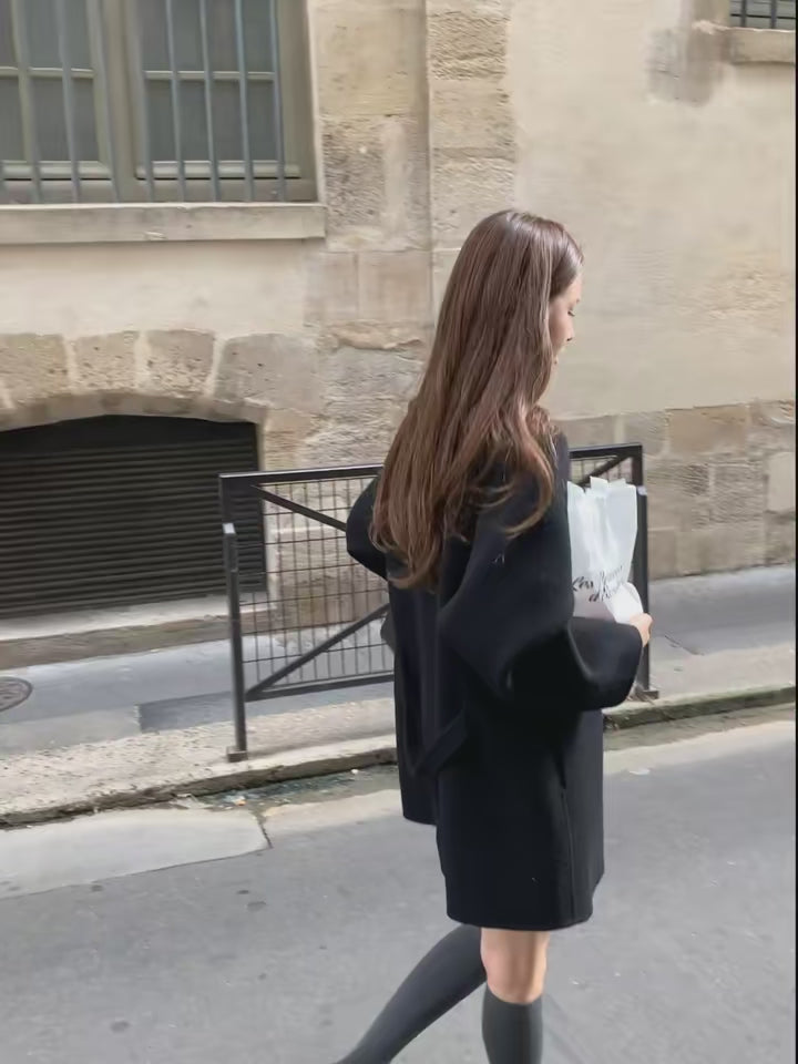 【OUNCE】French Chic Oversized Wool Raglan-sleeve Handmade Coat